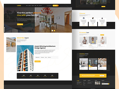 Real Estate Landing Page Template Design V-3 agency website buliding creative design designerforux home house landing page landing page design properties property realstate template design ui ui design uiux uiux design uiux designer userexperiencedesign ux web design