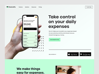 Finance App Landing Page app app landing design digital product finance hero area hero section homepage illustration interface landing landing page marketing mobile money saas landing startup ui block ui kit website