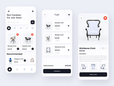 Furniture Shop App app app design business app clean ui furniture furniture app furniture shop app ios minimal mobile mobile app mobile application ui uiinspiration uiux uiuxdesign uiuxdesigner userinterface ux web design