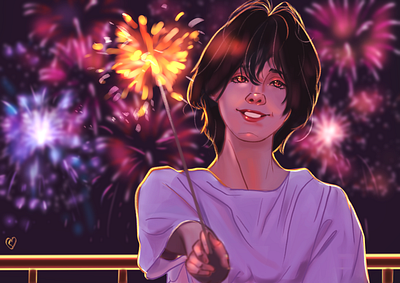 Fireworks aesthetic anime clipstudio digitalart digitalartist graphic design illustration portrait