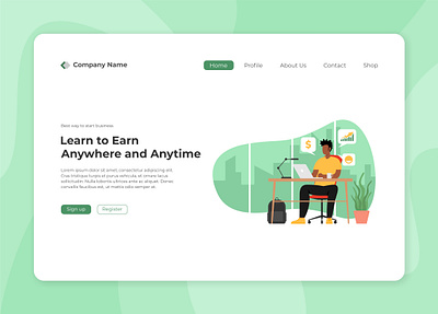 Online Business Landing Page design flat illustration landing page vector