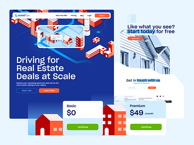 StreetFlow Landing Page & UI Elements agent design illustration landing page real estate ui ux website