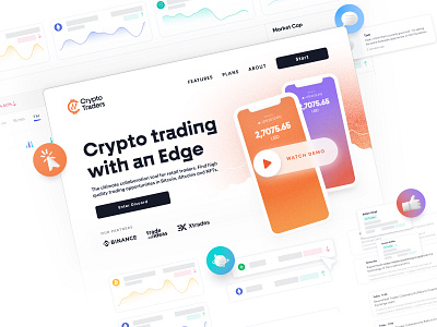 CryptoTrader Landing Page branding crypto crypto trading design illustration landing page website