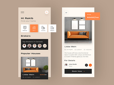 House Rent App app app design app ui booking app flat booking app hotel booking house booking ios mobile app mobile design mobile ui real estate real estate app rent app ui ui design uiux ux