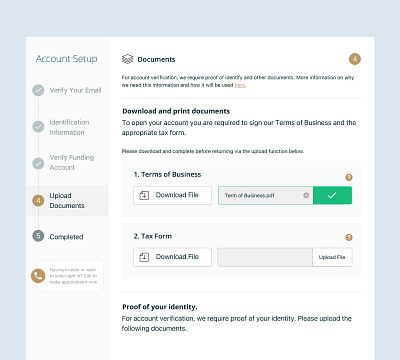 Account setup account dashboard form input upload