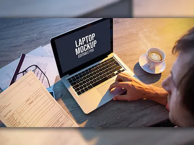 Workplace Laptop Screen Mockup Set abstract clean device display laptop mac macbook mockup phone presentation realistic screen simple smartphone theme ui ux web webpage website