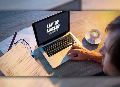 Workplace Laptop Screen Mockup Set abstract clean device display laptop mac macbook mockup phone presentation realistic screen simple smartphone theme ui ux web webpage website