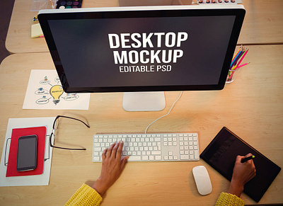 Workplace Laptop Screen Mockup Set abstract clean design device display laptop mac macbook mockup phone mockup presentation realistic simple smartphone theme ui ux web webpage website