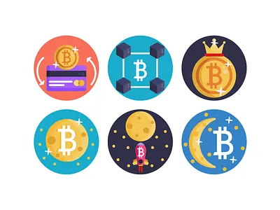 Bitcoin Icons bitcoin blockchain coloured icons cryptocurrency currency design flat icons icon icons icons pack mine vector vectors