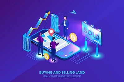 Buying and Selling Land - Isometric Vector 3d 3d animation 3d art 3d illustration app application concept eps illustration illustrations isometric isometric vector jpg page presentation unique vector web design web development website