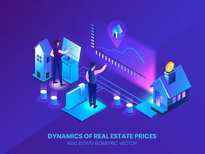 Dynamics of Real Estate Prices - Isometric Vector 3d 3d illustration app application concept design eps illustration illustrations isometric isometric vector jpg logo presentation ui unique vector web design web development website