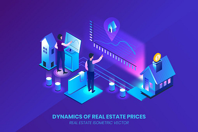 Dynamics of Real Estate Prices - Isometric Vector 3d 3d illustration app application concept design eps illustration illustrations isometric isometric vector jpg logo presentation ui unique vector web design web development website