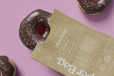 Bag And Donut Mockup bag branding customize design donut donut mockups doughnut free freebie identity illustration mock up mockup paper pastry photoshop psd scene psd tasty ups