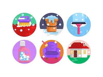 Home and Office Cleaning Icons brush clean cleaning coloured icons detergenct fabric softener flat icons home icon icons icons pack office soapy water vector vectors wipe