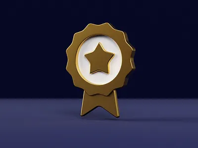 Medal - Dark 3d 3d illustration award b3d blender c4d cinema 4d cockade cycles dark gift illustration medal octane prize render rewards ribbon star trophy