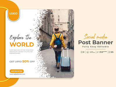 Travel agency social media template banner branding flyer graphic design post banner social media post social media post banner template travel agency travel banner web banner