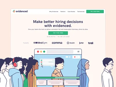Evidenced Landing Page career design hr human resource illustration job board job posting landing page website