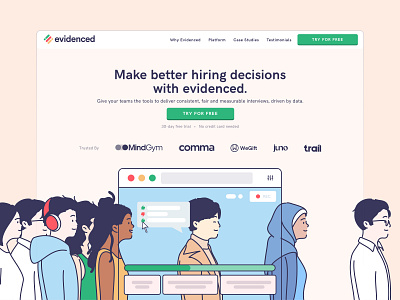 Evidenced Landing Page career design hr human resource illustration job board job posting landing page website