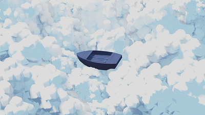 Boat☁️ 3d art 3d modeling blender blue boat cloud clouds illustration sky