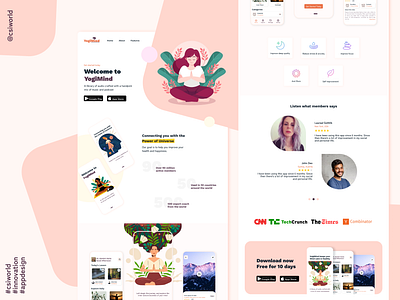 Yoga & Meditation website landing page design app branding design fignma illustration landing page ui ux web design website