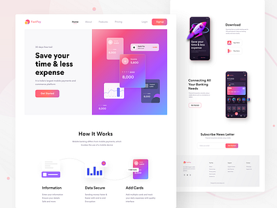 Fastpay Payment Landing page adobe adobe xd animation branding car dark design graphic design illustration landingpage logo page payment ui ui design uidesign uiux wallet website white