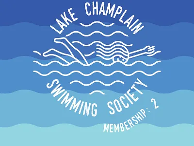 Lake Champlain Swimming Society lake lake champlain logo new york pattern swim swimming type typography water waves wet