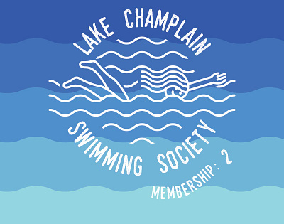 Lake Champlain Swimming Society lake lake champlain logo new york pattern swim swimming type typography water waves wet