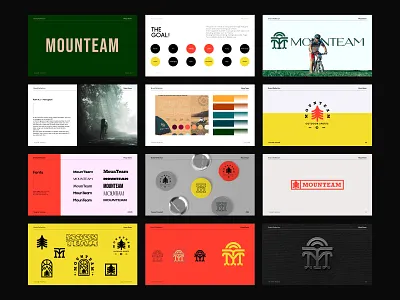 Mounteam badge brand guidelines brand identity brandbook branding color palette documents guidebook identity illustration layout design logo design logomark mountains outdoors style guide typography