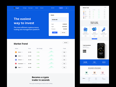 Crypto Trading Website animation bitcoin crypto dailyui design illustration interface trading ui uiux ux webdesign website