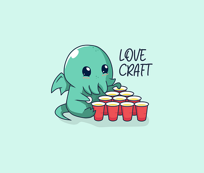 Lovecraft Beerpong beer beerpong cartoon cthulhu cup horror illustration lovecraft