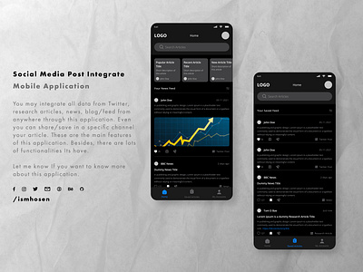 Research Articles/News/Twitter Integration android design blogs branding ios design ism ismho ismhosen mobile application news research articles social media twitter app ui uiux