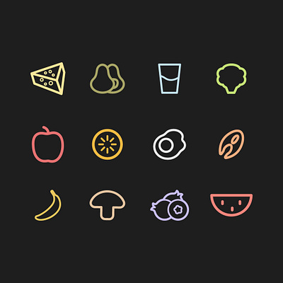 line icons on black app branding design icon icons illustration line art line icons logo oneline ui vector