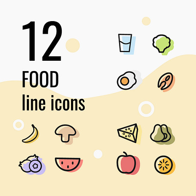 12 food line icons app branding design icon icons illustration line art line icins logo oneline ui vector