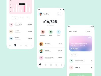 Budget Management App adobe xd app basit expenses figma finance illustration ios management minimal pay ui uiux user interface userexperience ux