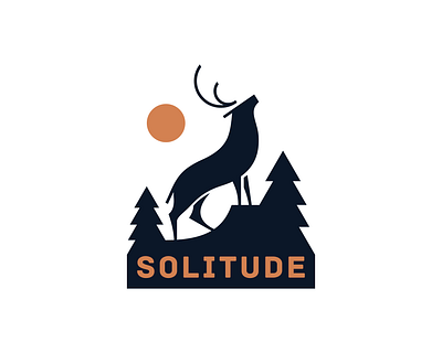 Solitude design elk flat forest logo mountains vacation vector