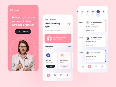 Heally: Community Healthcare Mobile App app design community community app design doctor appointment health health app health care healthcare hospital medical app medical care medicine mobile mobile app design mobile ui onboarding splash screen ui design user interface