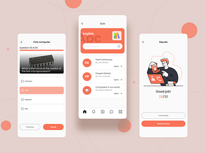 Education management app | Quiz screens app app design branding design education managment online parents quiz school student study teacher test ui ux