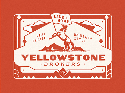 Yellowstone Brokers, Postcard art deco branding horse illustration montana postcard real estate typography west western yellowstone