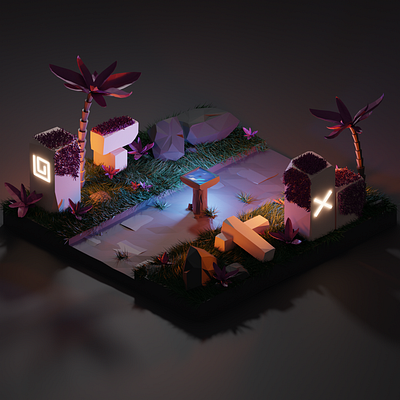 The Hanging Gardens 3d blender concept art