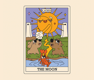 The moon card card character character design design flat illustraion tarot cards vector illustration