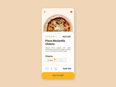 E-Commerce Single Item - #DailyUI app app design cart dailyui e commerce food food app item pizza queue screen shop shop design single ui ux yellow