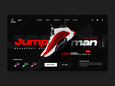 Jordan Shoes Website Design – Sleek, Sporty & High-Impact UIg UI figma landing page prototype shoes website shopify website ui website