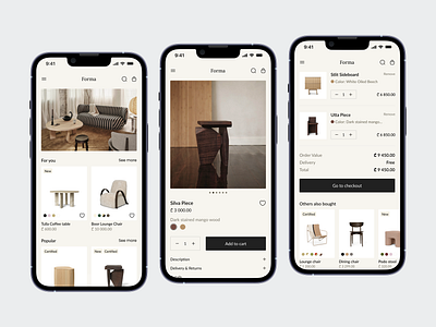 High-End Furniture Store – Mobile app appdesign branding e commerce ecommerce interior mobile mockup modern moderndesign productdesign prototype shop ui uidesign uiux ux uxdesign uxui wireframe