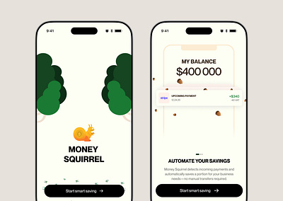 Money Squirrel - Fintech mobile app onboarding app branding button colors cta design explanation fintech illustration logo notification onboarding product design sidebar toast tuto tutorial ui ux