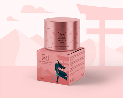 Packaging design of hair masks | for him adobe illustrator adobe photoshop art box branding character china design digital graphic design hair illustration jar logo package packaging design pink sword warrior