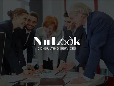 Logo Cat eye glass style symbol for Nulook consulting services. app logo brand and identity branding consulting logo design eye glass illustration logo signature logo typography vector