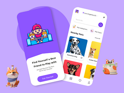 Pet Adoption App 3d design animal app app clean design design inspiration dribble shot illustration minimalist mobile app mobileappdesign pet pet adoption pet app pet care pet shop petshop popular ui ux