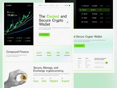 Nuno - Crypto wallet landing page clean design clean ui concept crypto design exchange landing page ui ux wallet website