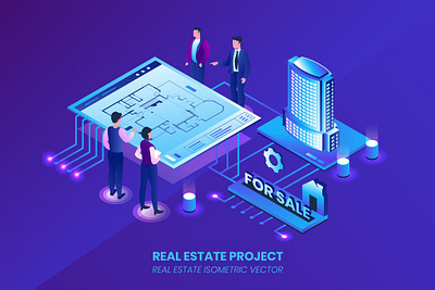 Real Estate Project - Isometric Vector 3d 3d illustration app application concept design eps illustration illustrations isometric isometric vector jpg page presentation ui unique vector web design web development website