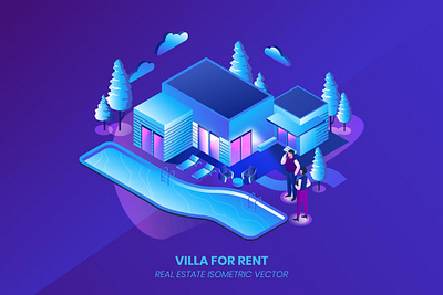 Villa For Rent - Isometric Vector 3d 3d illustration app application concept design eps illustration illustrations isometric isometric vector jpg page presentation ui unique vector web design web development website